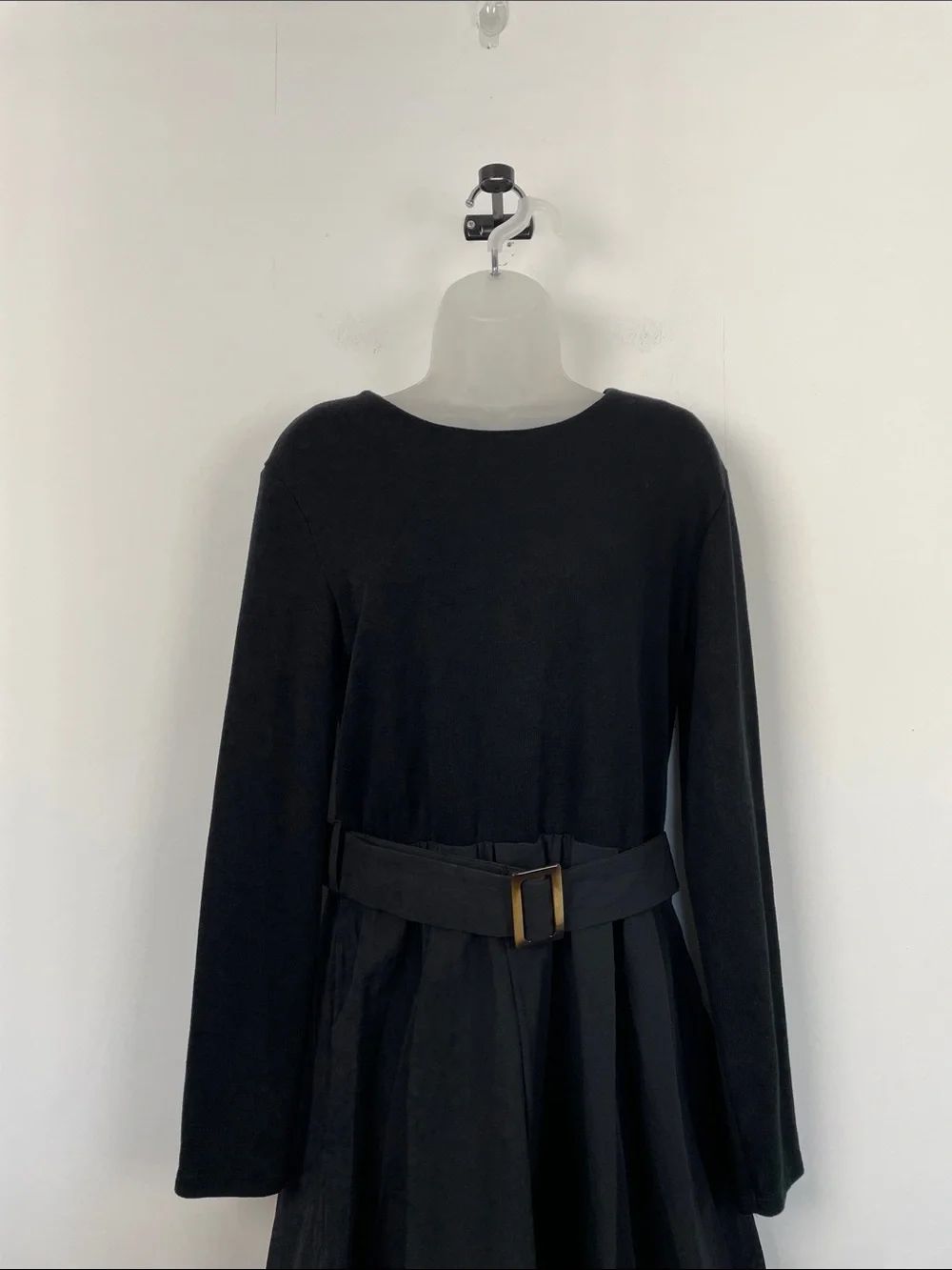 Zara Long Sleeve Combination Goth Black Women's XL Sweater Mini Dress with Belt - Picture 4 of 8